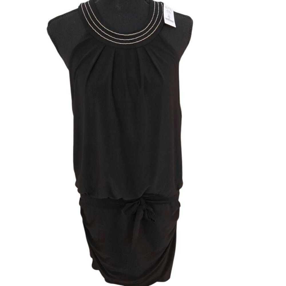 NWT White House Black Market Womens Datey MJ Halter Blouson Dress Black Medium